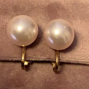 Vintage Faux Pearl Clip Earrings